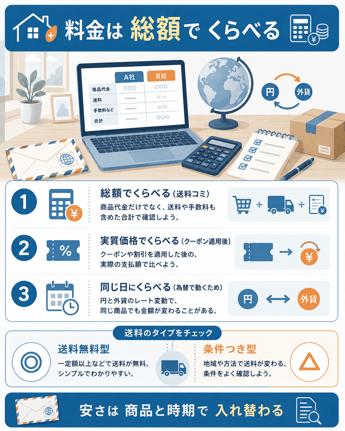 料金を総額・実質価格・同じ日で比べる3ポイントの図解
