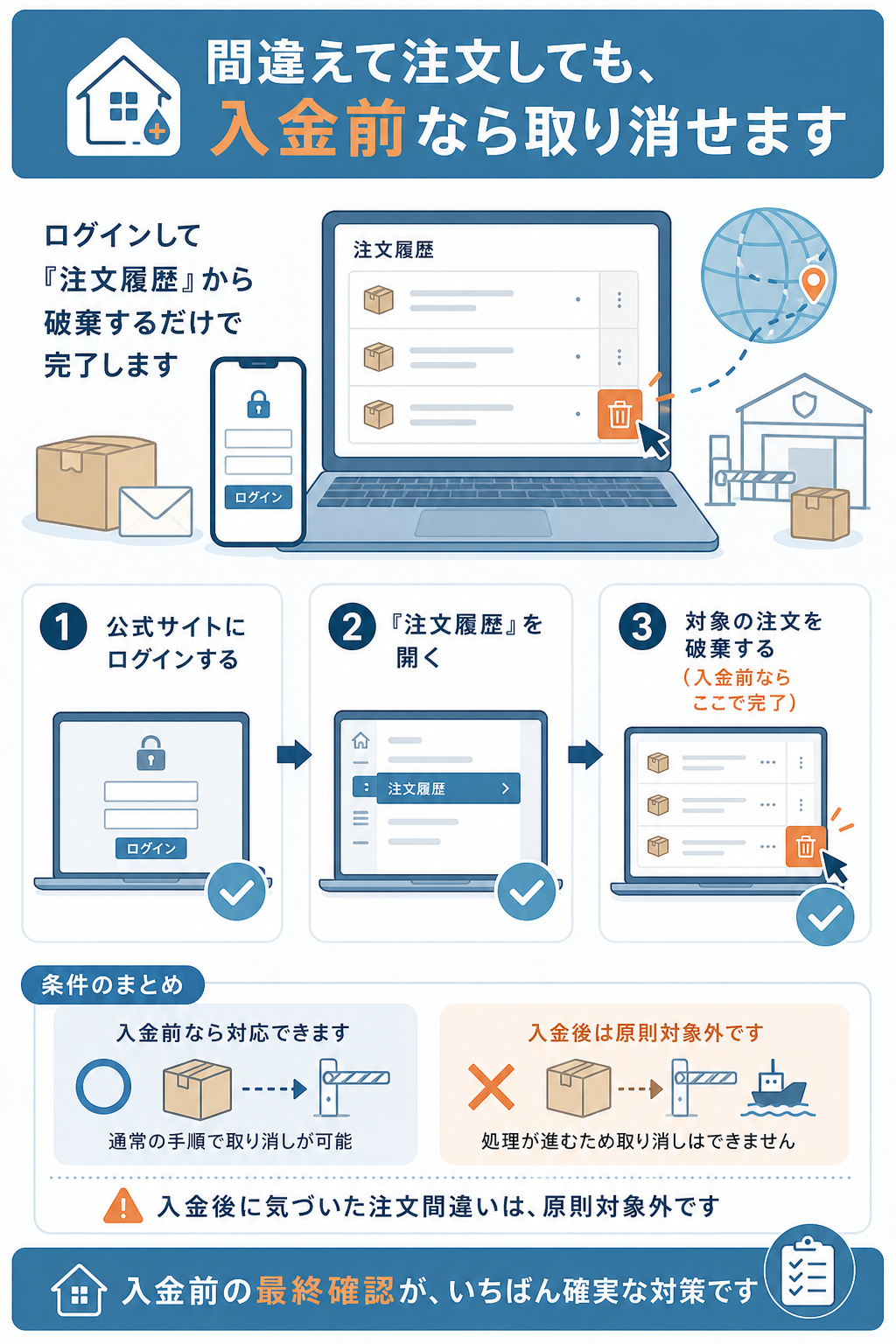 図解:ライフパートナーで注文をキャンセル・取り消しする手順
