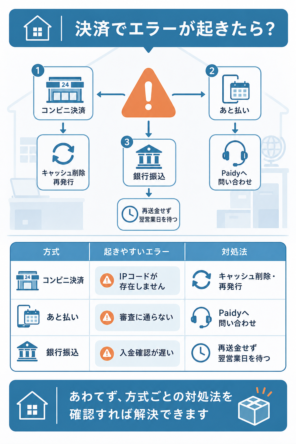 図解:決済エラーが起きたときの確認ポイント