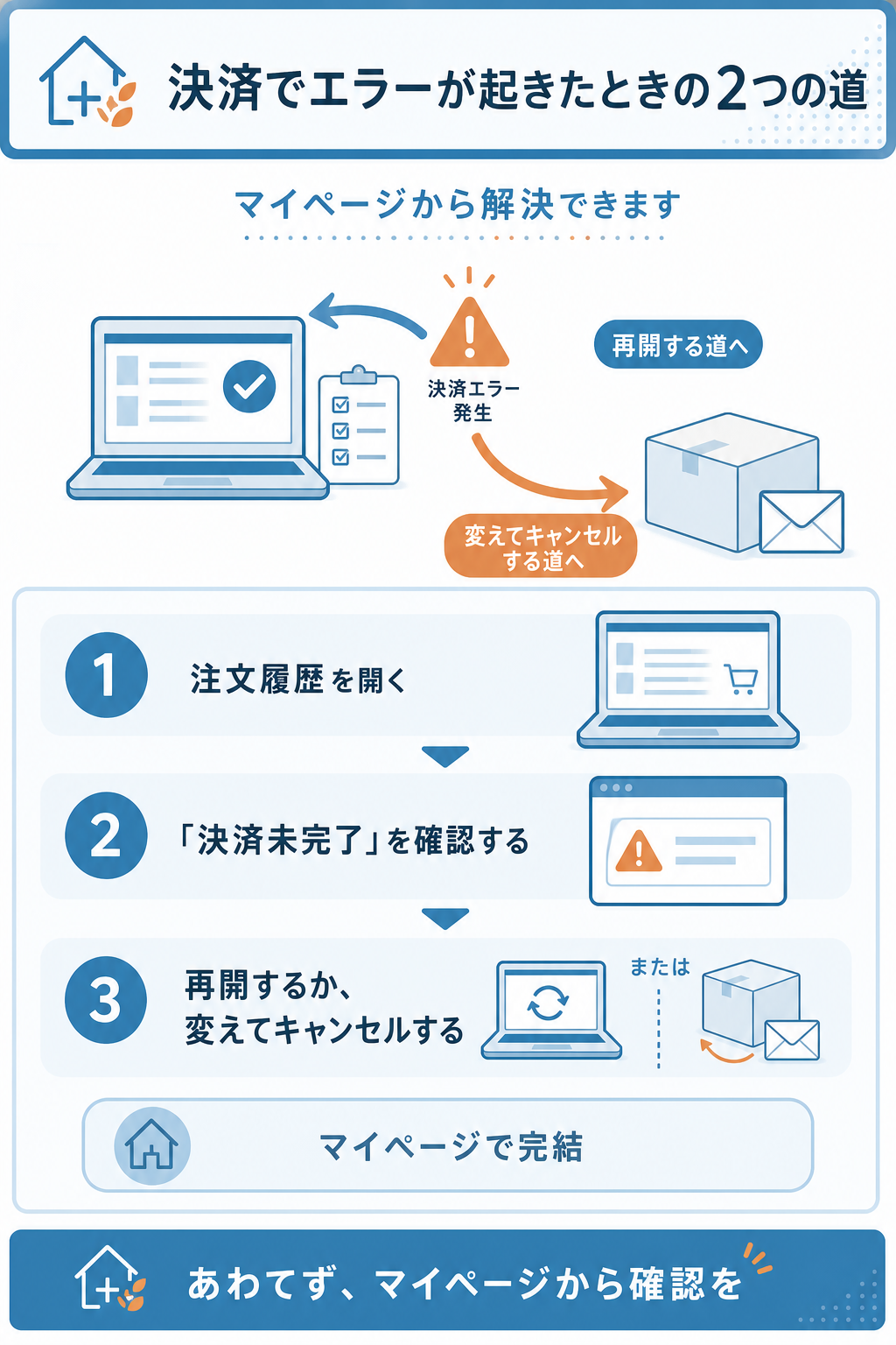 図解:空詩堂の注文をキャンセルする方法と決済トラブル対処
